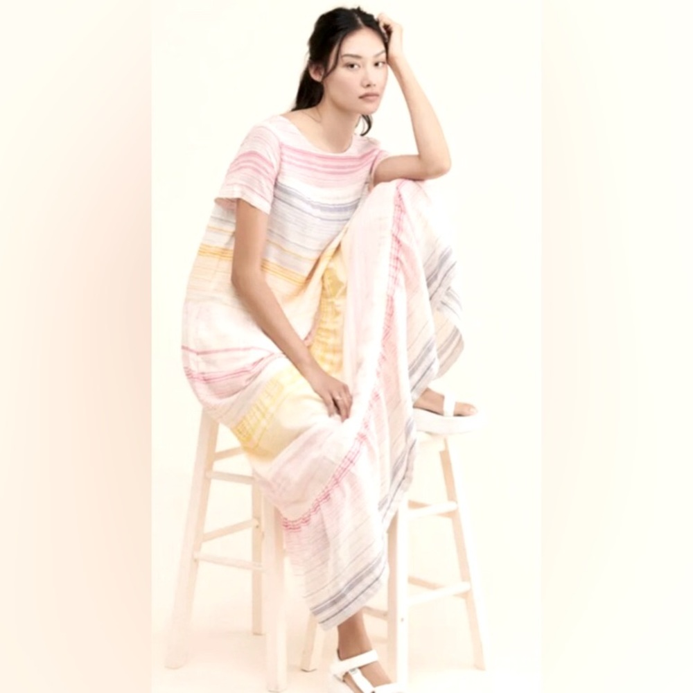 Anthropologie Women's Striped Merida Tiered Maxi Pocket Dress - Picture 3 of 8
